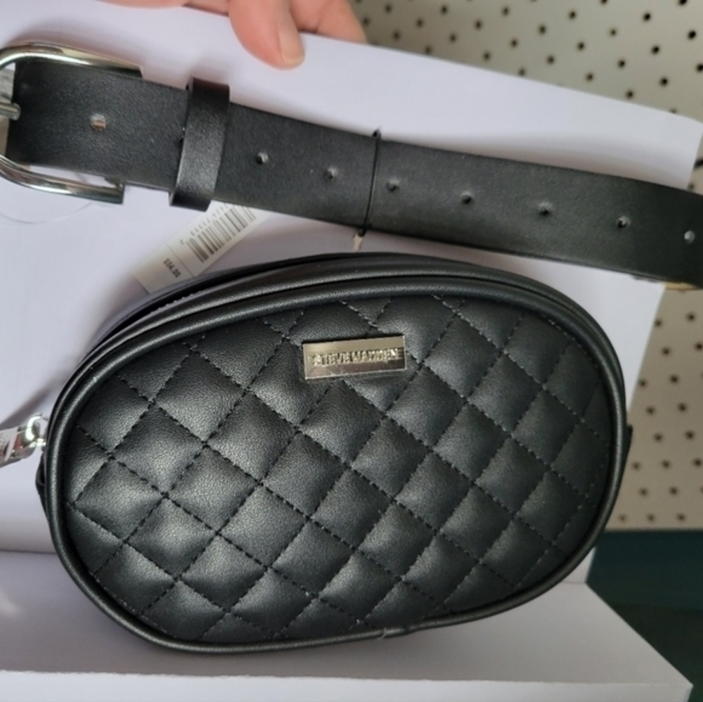 Steve Madden NWT black‎ belt bag S/M